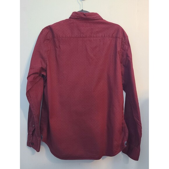 Banana Republic Mens L Oxford Button Down Shirt Maroon Untucked Fit Cotton - Picture 2 of 11